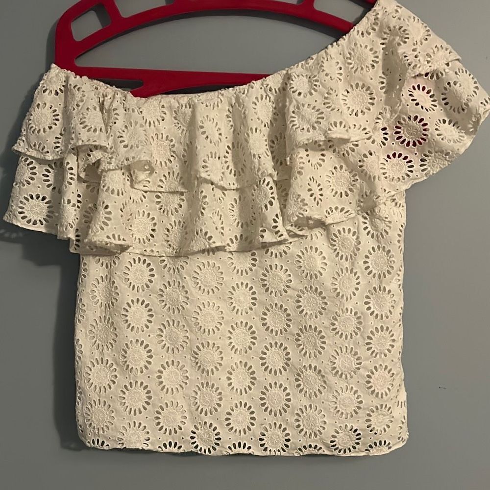 Lilly Pulitzer Resort White Trixie Top One Shoulder Sunshine Eyelet Small